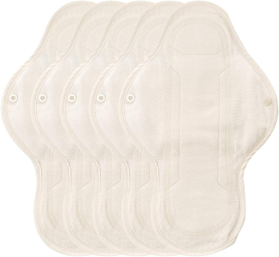think ECO [Original Natural Brown Pad 5p] Organic Reusable Cotton Pads, Menstrual Pads, Sanitary Napkins, Five Pads Set [5-Pads] FDA Registered (Original, Day Pad Plus_L 5P): Health & Personal Care