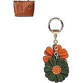 Yzikema Leather Flower Keychains ，Handmade Leather Key Ring Accessories,Bag Charm,Purse Charm,Elegant Gifts for Women