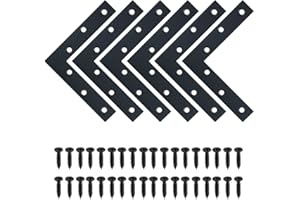 Sayayo 6Pcs Flat L Bracket, 5" x 5" (120×120mm) Corner Bracket , Stainless Steel Corner Brace Mending Plate for Furniture, Bl