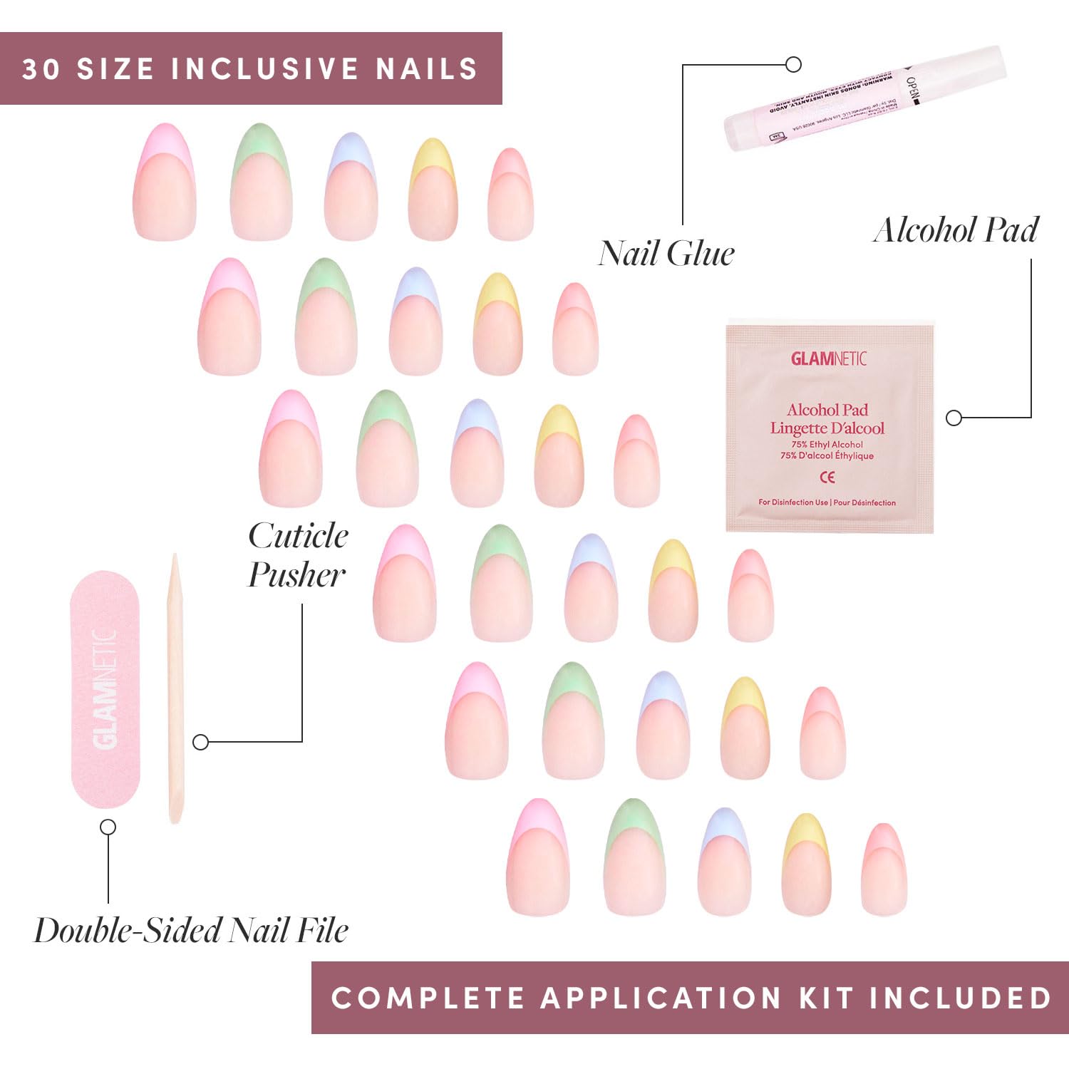 Glamnetic Press On Nails - Confetti | Semi-Transparent, Short Almond Nails, Reusable | 15 Sizes - 30 Nail Kit with Glue - Image 4