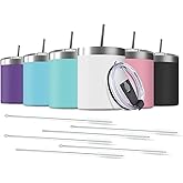 Deitybless 6 Pack 12 Oz Stainless Steel Skinny Tumbler with Splash Proof Lid, Vacuum Insulated Double Wall Thermal Cup, Outdoor Unbreakable Travel Slim Bottle for Hot Cold Drinks