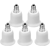 JACKYLED 5-Pack E12 to E26 Adapter, E26 E27 Converter Light Socket Adapter | Candelabra E12 to Medium Socket Bulb Base Adapter Converter for Ceiling Fans Light, Pendant Light, Chandelier