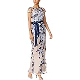 Adrianna Papell Women's Cascading Floral Column Gown, Midnight Multi/Nude, 8