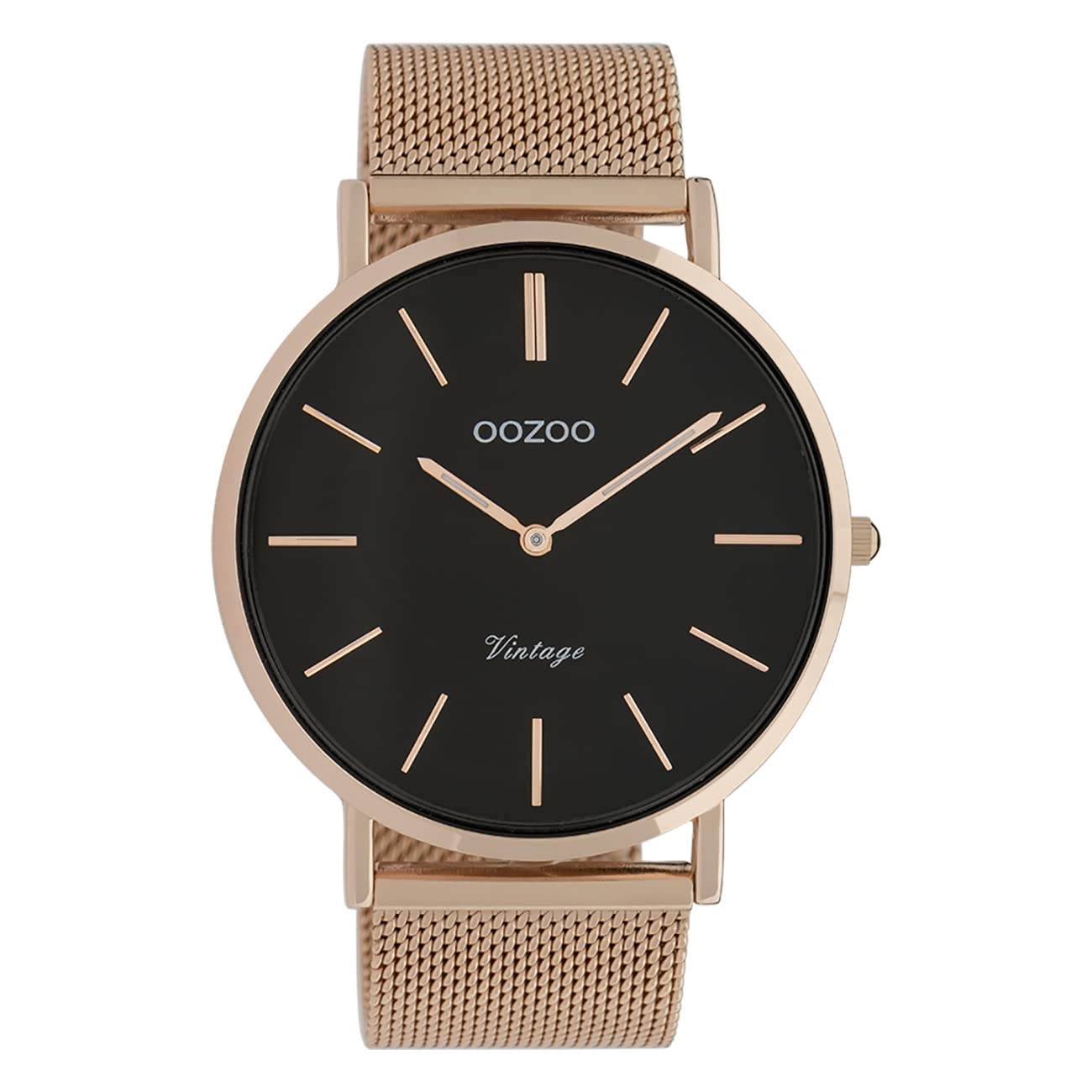 OOZOO Vintage Rosegoudkleurig/Black watch C9924 (44 mm)