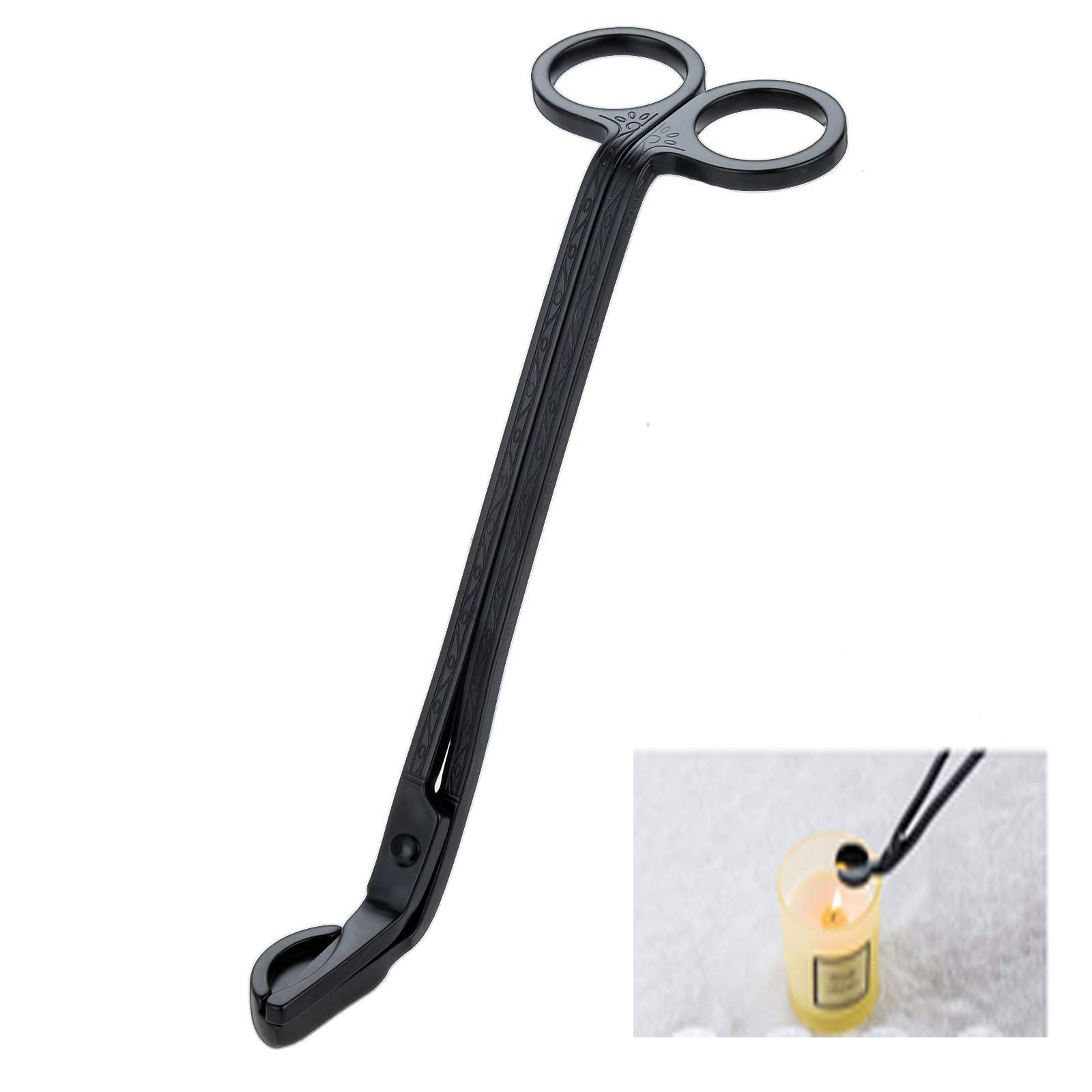 MUXSAM Candle Wick Trimmer Scissor Cutter Snuffers Candle Cover Tool Stainless Steel Black
