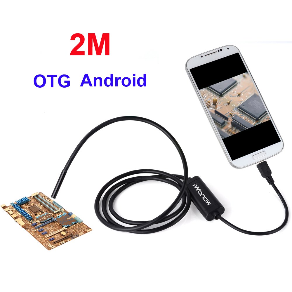 iWonow 7mm Lens Android OTG Micro USB Endoscope Waterproof Borescope Inspection Tube Camera for Samsung Galaxy S4 S5 S6 / S6 Edge S7 Note 2 3 4 5 (2M)