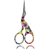 Stork Bird Scissors Embroidery Scissors Sewing Scissors Small Shears for Crafting Art Work Threading Needlework DIY Tools Dressmaker Everyday Use Scissors 3.6 Inch Black Floral Pattern Scissor