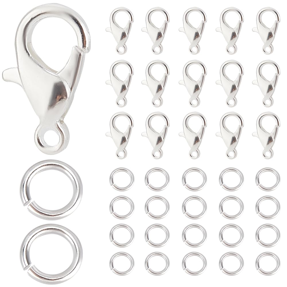 SOFPLATE 800Pcs Lobster Claw Clasps Bulk Jump Ring Lobster Clasp Kit Alloy Silver Lobsters Hook Fastener Hook Trigger Findings with Jump Rings for jewellery Making Bracelets Crafts DIY Supplies