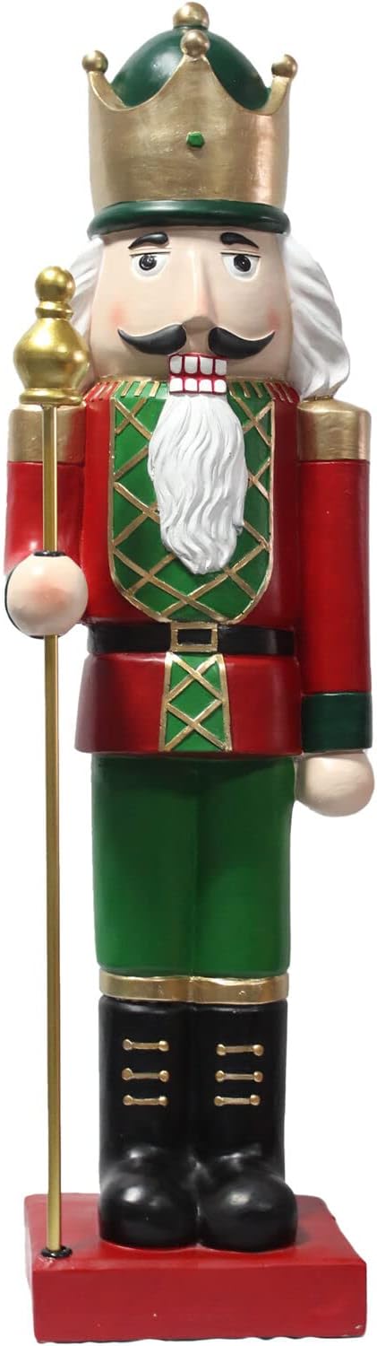 Nutcrackers - Christmas Time 32-in. Nutcracker Holding Staff Figurine | Festive Indoor Holiday Decor | Christmas Decorations | CT-MG032NC0-MLT, Multicolor