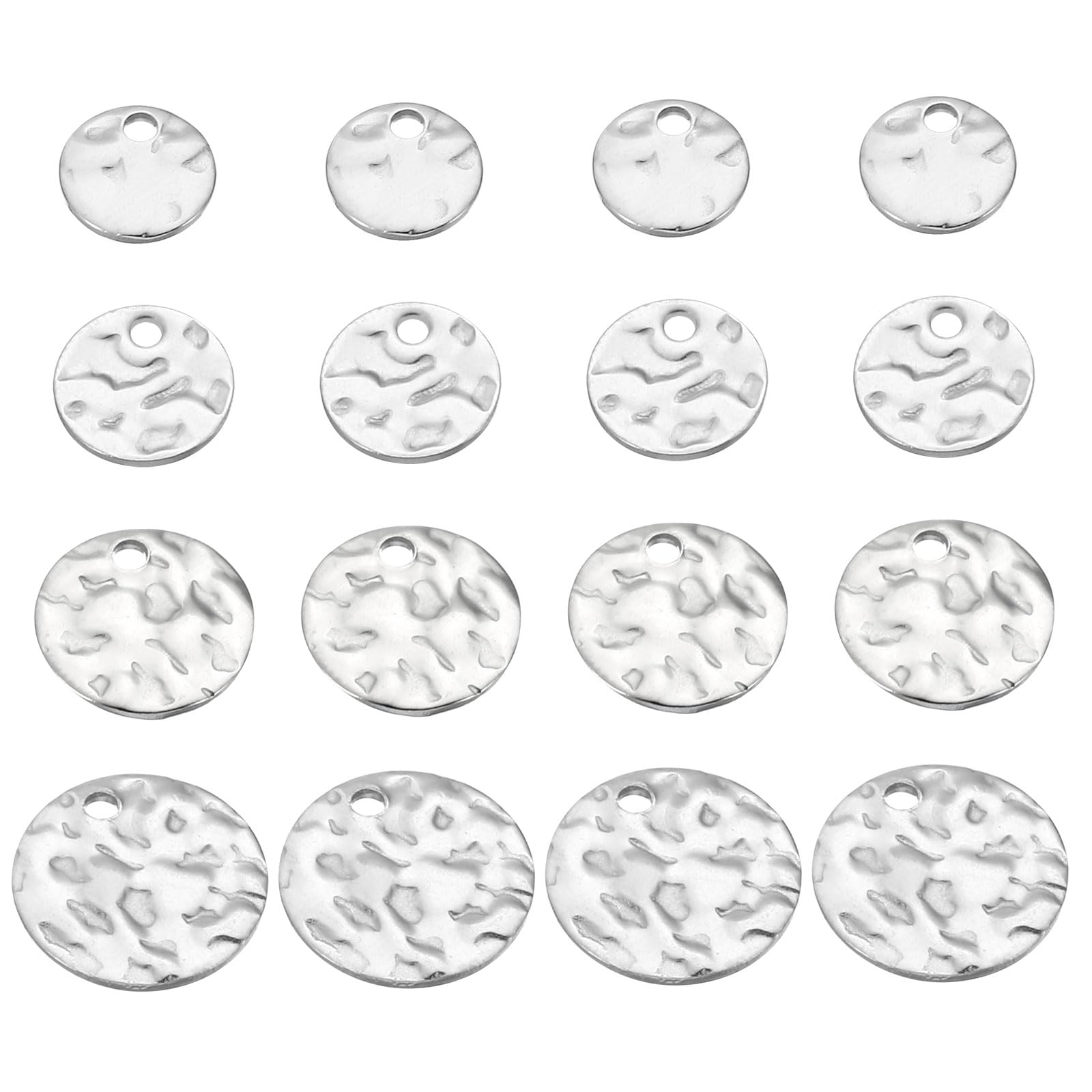 PATIKIL 200pcs Steel Disc, Round Charm Metal Stamping Blanks Tags Stainless Steel Stamping Tag Pendant Mini Textured for Making, Silvery