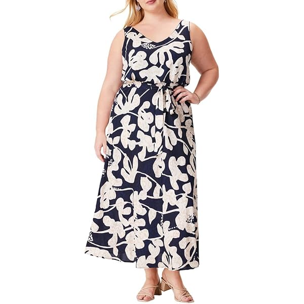NIC+ZOE Women's Water Lilies Bianca Dress, Indigo Multi at Amazon