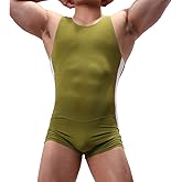 YUFEIDA Men's Athletic Supporters Bodysuit Slim Fit Active Wrestling Leotard Stretchy Base Layers Jumpsuit Boxer Singlet