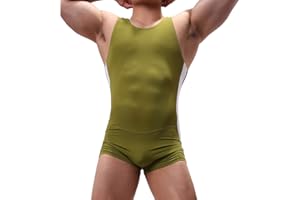 YUFEIDA Men's Athletic Supporters Bodysuit Slim Fit Active Wrestling Leotard Stretchy Base Layers Jumpsuit Boxer Singlet