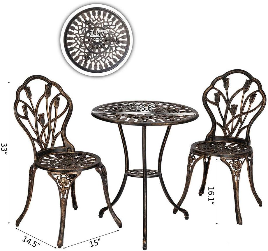 Amazon Com Peterzon 3pc Cast Aluminum Patio Furniture Tulip
