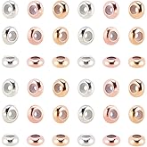 PH PandaHall 60pcs 3 Color Brass Rubber Beads 8mm Stopper Beads Adjustable Slider Clasps Round Beads Insert Rubber Stopper Positioning Spacer Beads for DIY Bracelet Necklace Jewelry Making Accessories