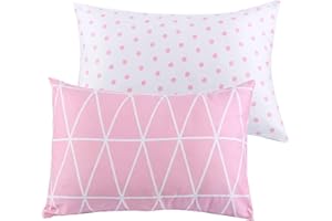 Kids Toddler Pillowcases 2 Pack Pillow Cover Pillowslip Case Fits Pillows sizesd 13 x 18 or 12x 16 for Kids Bedding Pillow Cover Baby Crib Pillow Cases Pink Link/Dot - by UOMNY