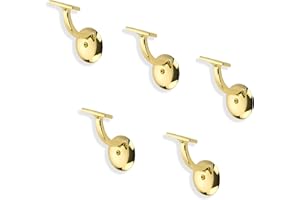 ZAUYX 5 Pack 3 Inch Polished Brass Handrail Stair Brackets Stair Heavy Duty Stair Brackets Support Handrail Brackets for Stairways