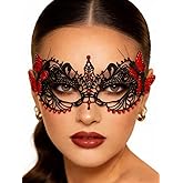 Yalice Butterfly Masquerade Masks Women Lace Eye Mask Black Costume Mask Sparkle Beaded Venetian Ball Mask for Roleplay