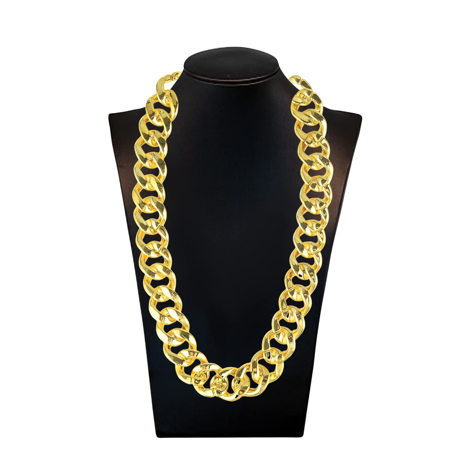 PinCute Men's Chunky Gold Necklace, 32 inches Fake Hip Hop Gold Chain, Plastic Rapper Big Gold Chain 80s 90s Fake Gold Necklace Costume Accessory