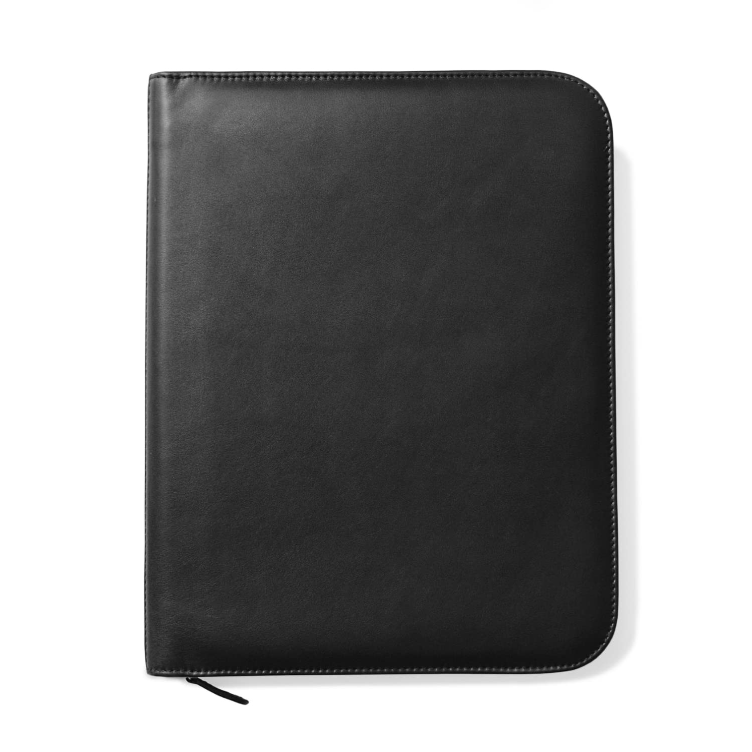 Premium Maruse Leather Portfolio Padfolio - Executive Folio for Men and Women with Zipper, Folio Document Organizer, Laptop Sleeve, iPad Case and Folder - Made in Italy, Black
