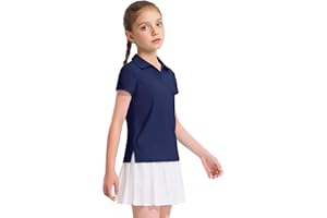 KEREDA Girls Polo Shirts Golf Tennis School Uniform Short Sleeve T Shirts V-Neck Collared Quick Dry Tops