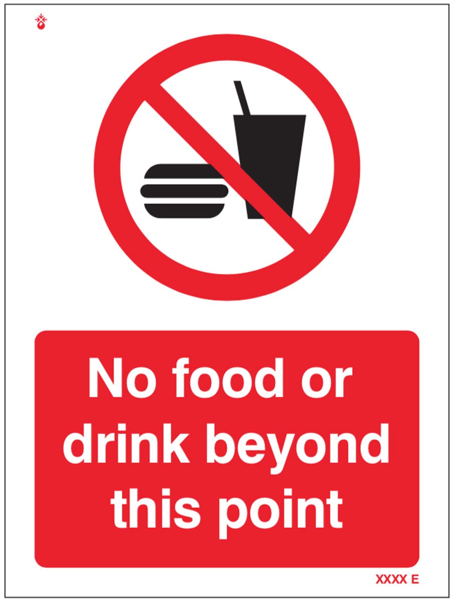 No food or drink beyond this point Rigid PVC Safety Sign