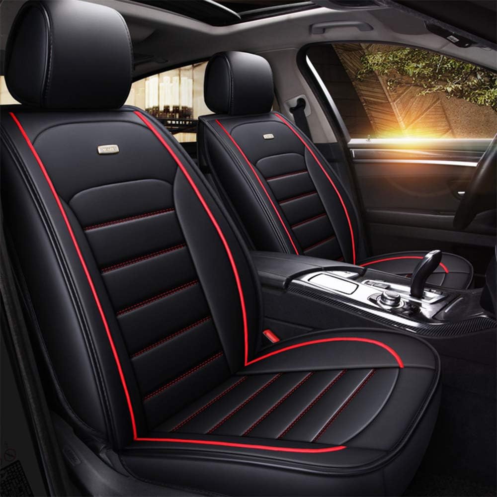 Luxury Car Seat Cushion Cover 5D Three-Dimensional Plate Pu Leather Fabric Compatible Airbag Four Seasons Universal Adjustable Detachable,B