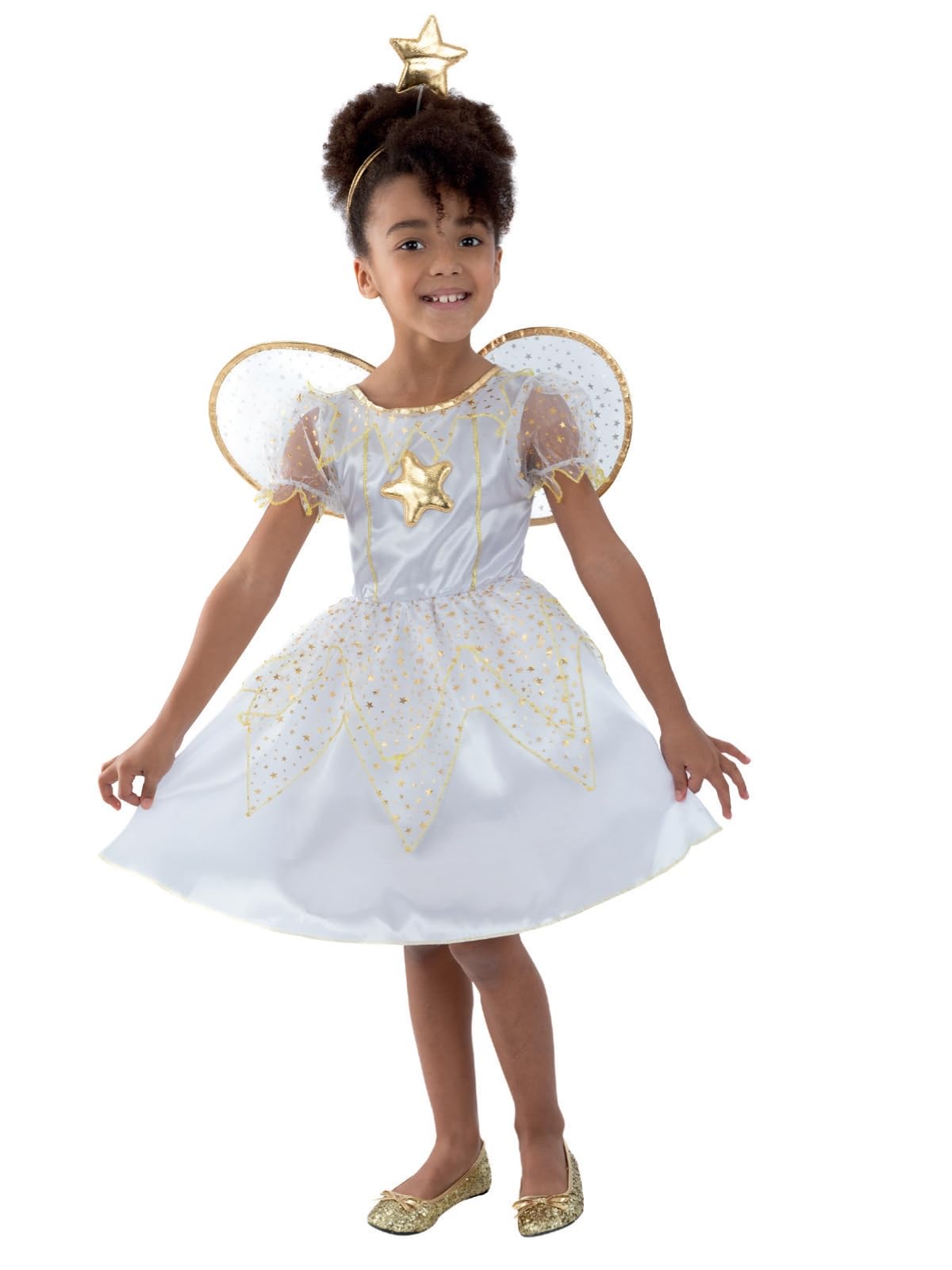 Smiffys Star Fairy Costume, White, M - Age 7-9 Years