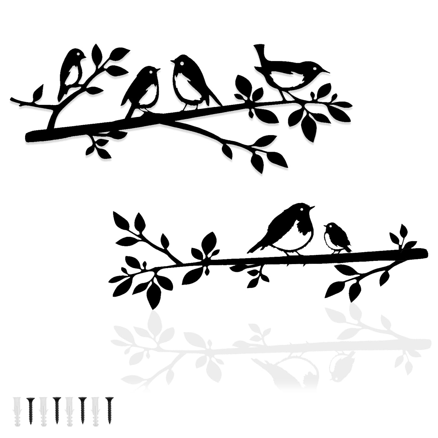 Pduoduo Metal Wall Art Bird on Branch,Love Birds on a Branch,Metal Bird Silhouette for Living Room Garden Bedroom Office Wall Decor (2Pcs)