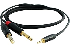 Digiflex HIN-1K-2P-6 6' Pro Splitter Cable to Connect iPads/iPhones to Consoles-Mini TRS to 2 x TS Plug