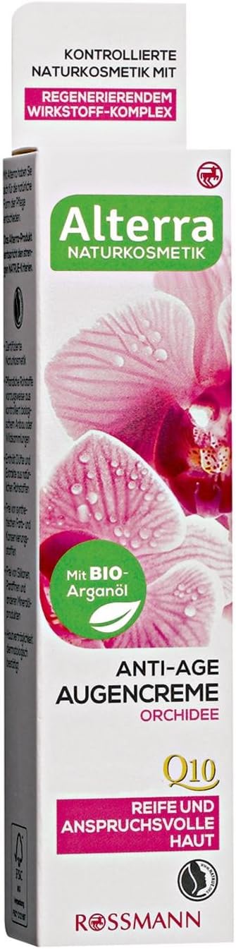 Naturkosmetik Anti-Age Eye Cream Orchid 15 ml for Mature & Demanding Skin with Organic Argan Oil, Vitamin E & Natural Q10