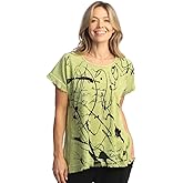 Jess & Jane Scrolls Mineral Washed Cotton Top with Gauze Contrast