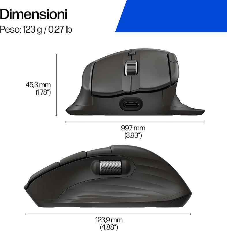 HP 780M Mouse Wireless Ergonomico con Scorrimento Ultra Rapido, Nero