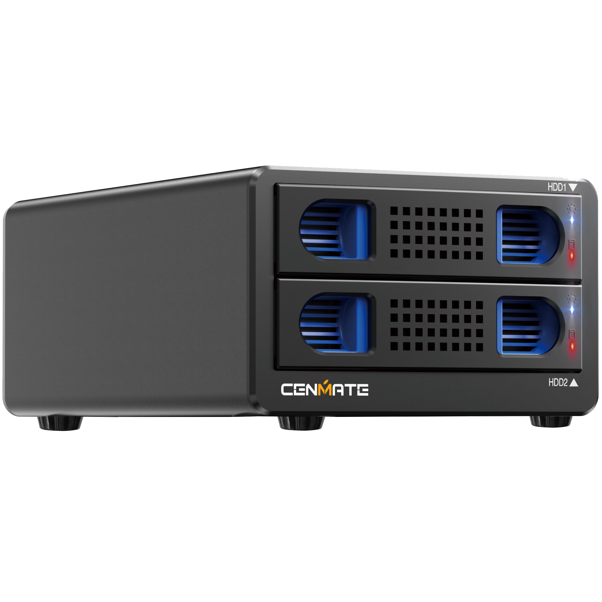 Photo 1 of CENMATE Dual Bay Hard Drive RAID Enclosure with Cooling Fan for 2.5/3.5" SATA HDD/SSD with USB A/C 3.0 Cable, 3.5 Hard Drive Enclosure Support 40TB,4 RAID Modes,Tool-Free HDD Enclosure