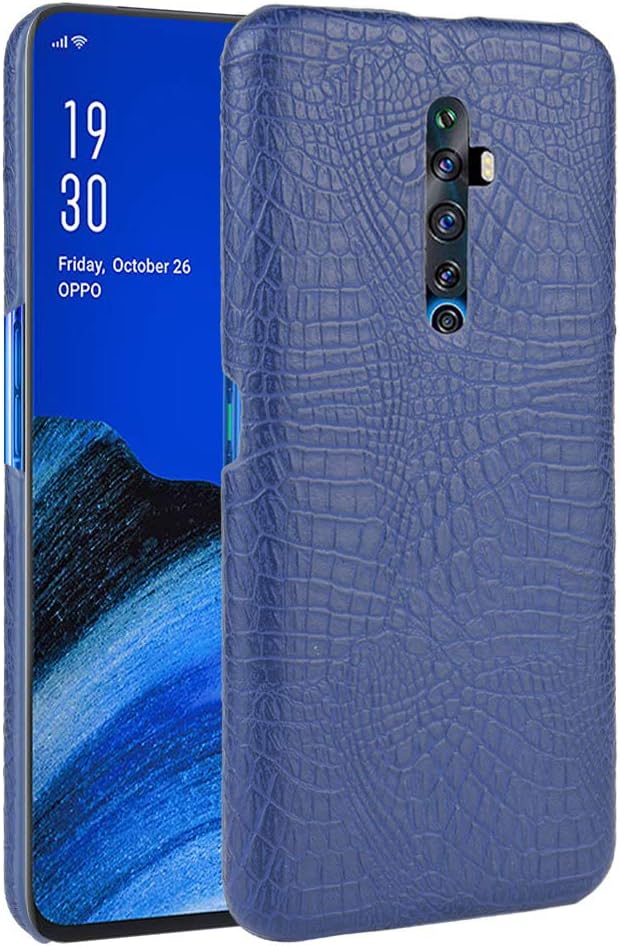 INSOLKIDON Compatible with Oppo Reno 2F Case PC Hard Back Cover Phone Protective Shell Protection Non-Slip Scratchproof Protective case Leather Hard Shell (Blue)