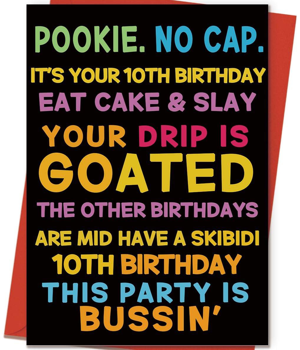 Photo 1 of ICOOLYI 10th Birthday Card, Funny 10 Year Old Birthday Gifts & Party Decorations for Boys Girls Son Daughter?Humorous Meme-Inspired Greeting Card for Him Her with Envelope
