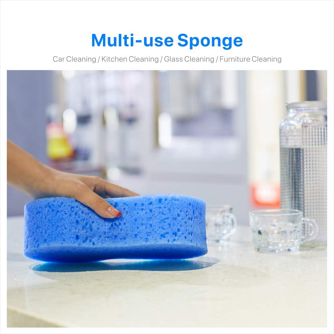 Car Wash Sponges , Multi-Use Cleaning Sponges，Easy Grip Sponge, Large sponges for Washing Cars, Bone Design Cleaning Polishing Foam for Dishes Washing, Vehicle, Bathroom and Kitchen Cleaning, 6Pcs: Kitchen & Dining