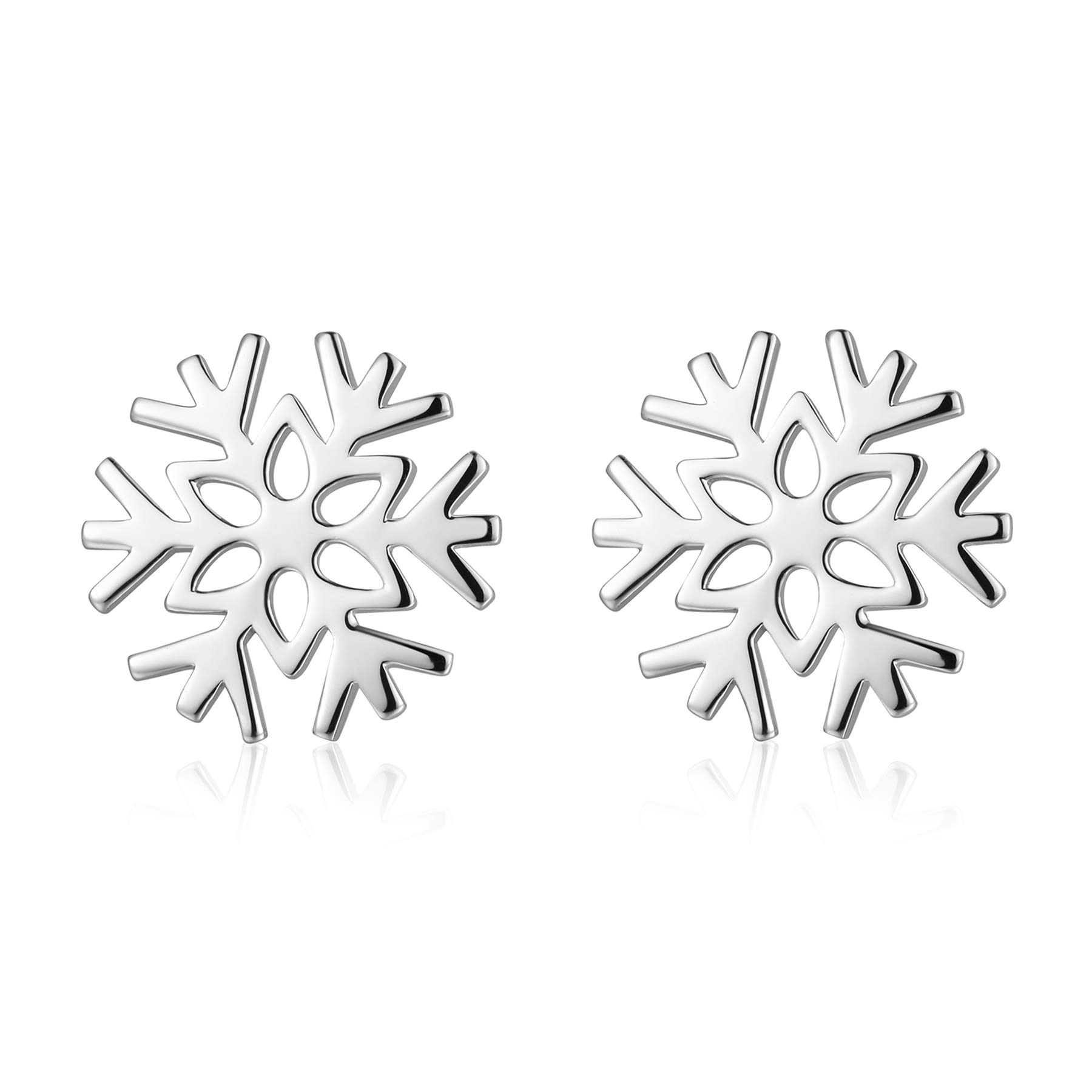 jiamiaoi Snowflake Earrings Sparkle Diamond Snowflake Necklace Snowflake Jewelry Sets for Women, Sterling Silver Cubic Zirconia Snowflake Earrings and Necklace Set-White/Blue
