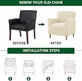 LiveGo Stretch Banquet Armchair Slipcover Beige Knit Chair Cover Non-Slip view 3
