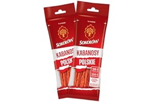 TEAMORE Dry Thin Kabanos, Polish Style Kabanosy, Cooked, Smoked and Dried Pork Sausage, Polish Traditional Meat 4.2 oz | 120g (pack of two)