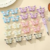 Frinnovan, 10 Pack Rhinestone Bow Shaped Beads for Beadable Pens Crystal Animal Loose Large Spacer Bead DIY Keychain Earring Necklace Jewelry Making (Butterfly 5 Color)