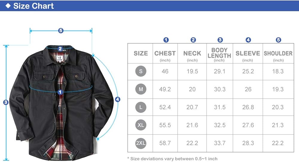 Men's Heavyweight Canvas Flannel Lined Shirt Jacket at  Men’s Clothing store