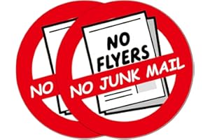 No Junk Mail Stickers 2 Pack (2 Inch) - Waterproof Vinyl Autocollants Pas de Publicité, Mailbox Decals for Letterbox, Small A