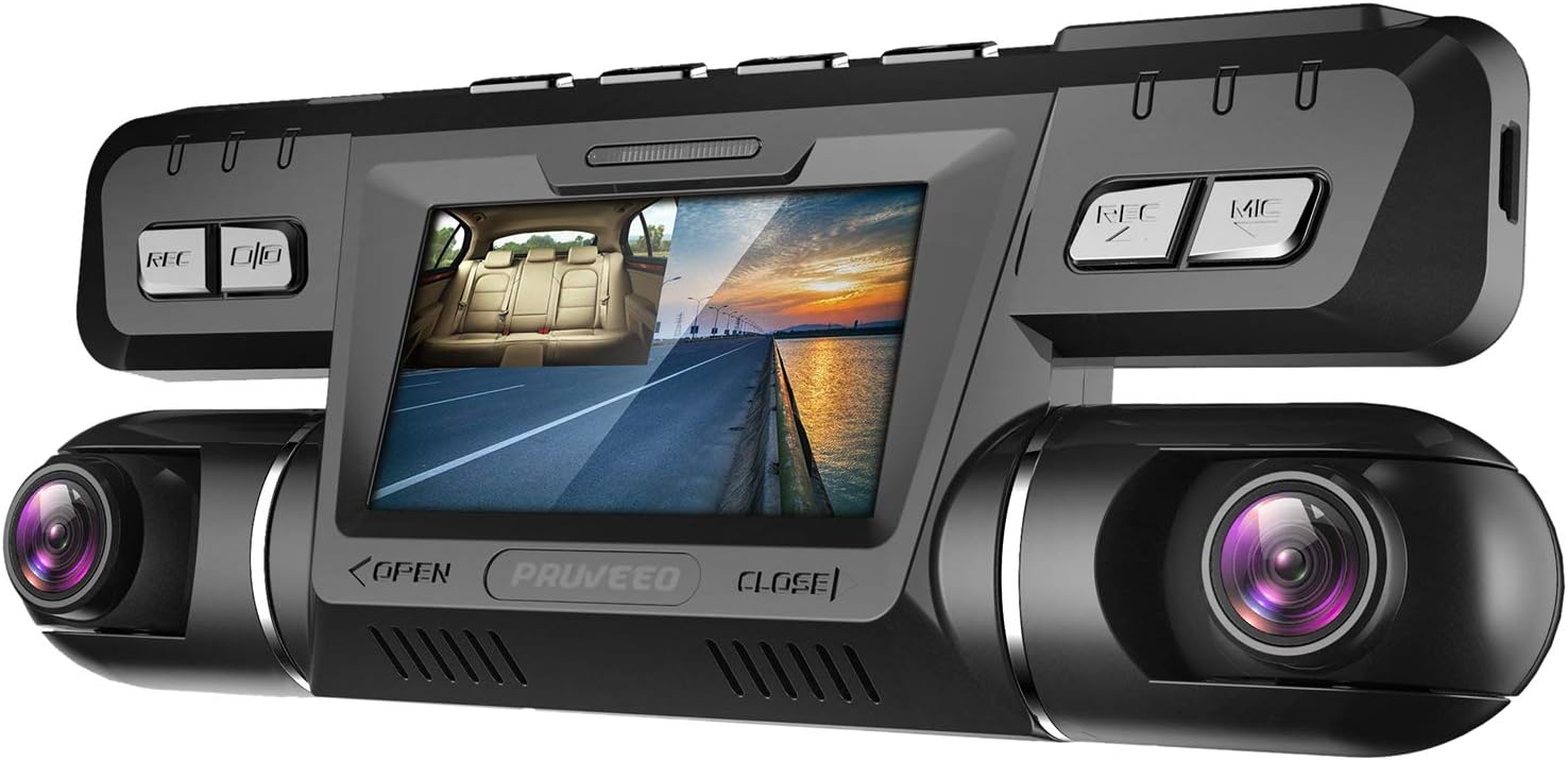 Pruveeo B80 Dash Cam with WiFi, Dual 1080P Front and Inside, Dash Camera for Cars Uber Lyft Truck Taxi