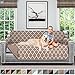Sofa Shield Original Patent Pending Reversible Sofa Slipcover, 2 Inch Strap Hook, Seat Width Up to 70 Inch Furniture Protector, Couch Slip Cover Throw for Pets, Kids, Cats, Sofa, Quatrefoil Mocha