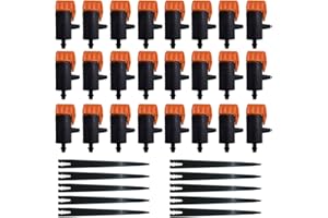 Lymizhuo 50Pcs Adjustable Garden Irrigation Drippers for 1/4" Drip Tubing – Water Flow Control Emitters with Stakes, Compatib