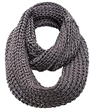 LRKC Women's Thick Knitted Winter Infinity Loop Circle Scarf, Dark Grey