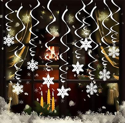 Gwhole Pack Of 26 Snowflake Hanging Swirls Dangling Ceiling