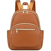 JIANLINST Mini Backpack Purse for Women PU Leather Small Backpack Fashion Multi Pockets Casual Daypacks Ladies Travel Shoulder Bags Brown