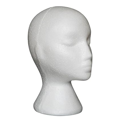 Prochive Modellkopf, weiblich, aus Schaumstoff, Styroporkopf, Brillenständer (weiß, 1 Stück)